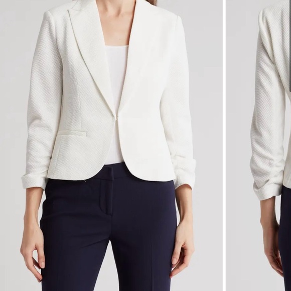 Amanda + Chelsea Navy Blue Textured Women's Blazer, Size Medium - Picture 9 of 10